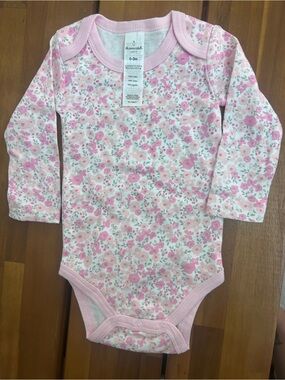 0-3 Month Baby Girl Pink Floral Onesie - The Peanutshell